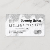 クレジットカード銀グリッタードリップマーブル美しい 名刺 (正面)