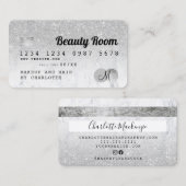 クレジットカード銀グリッター大理石シック美しい 名刺 (正面/裏面)