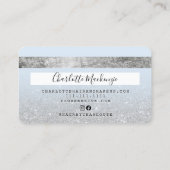 クレジットカード銀グリッター美しいブルーモノグラム 名刺 (裏面)