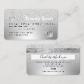クレジットカード銀箔グリッター美しいモノグラム 名刺 (正面/裏面)