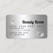 クレジットカード銀色金属美しいヘアモノグラム 名刺 (正面)