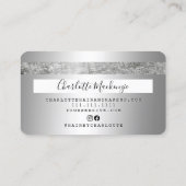 クレジットカード銀金属メイクアップヘアモノグラム 名刺 (裏面)