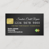 クレジットカード黒と金ゴールドグリッター名刺 名刺 (正面)