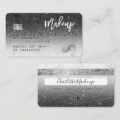 クレジットカード黒グリッター大理石文字 名刺 (正面/裏面)