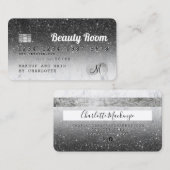 クレジットカード黒グリッター大理石美しいモノグラム 名刺 (正面/裏面)