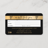 クレジットカード黒金ゴールドフォイルのギフトカード 名刺 (裏面)