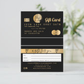 クレジットカード黒金ゴールドフォイルのギフトカード 招待状 (スタンド正面)