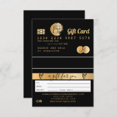クレジットカード黒金ゴールドフォイルのギフトカード 招待状 (正面/裏面)