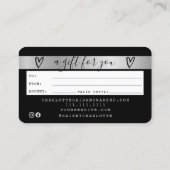 クレジットカード黒銀箔ギフトカード 名刺 (裏面)