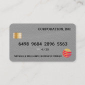 クレジットカード |グレーレザーテクスチャ 名刺 (正面)