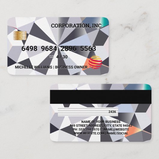 クレジットカード |ダイヤモンドの背景 名刺 (正面/裏面)