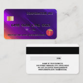 クレジットカード | デジタルパープルオレンジの背景 名刺 (正面/裏面)