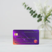 クレジットカード | デジタルパープルオレンジの背景 名刺 (スタンド正面)