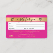 クレジットカード ネオン ピンク ゴールド フォイル ギフトカード 名刺 (裏面)