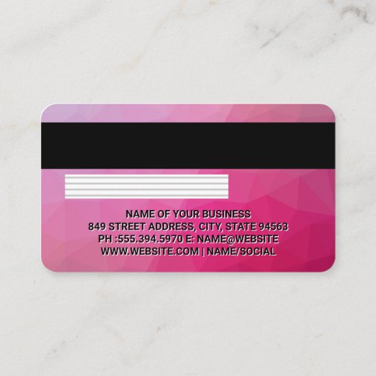 クレジットカード | マゼンタの幾何学的な背景 名刺 (裏面)