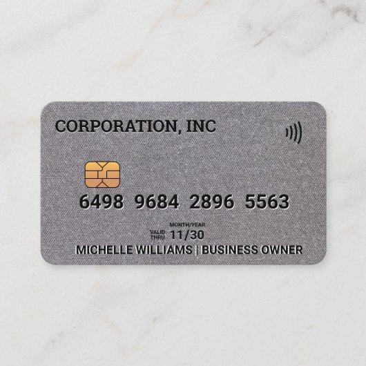 クレジットカード |リネンの背景 名刺 (正面)