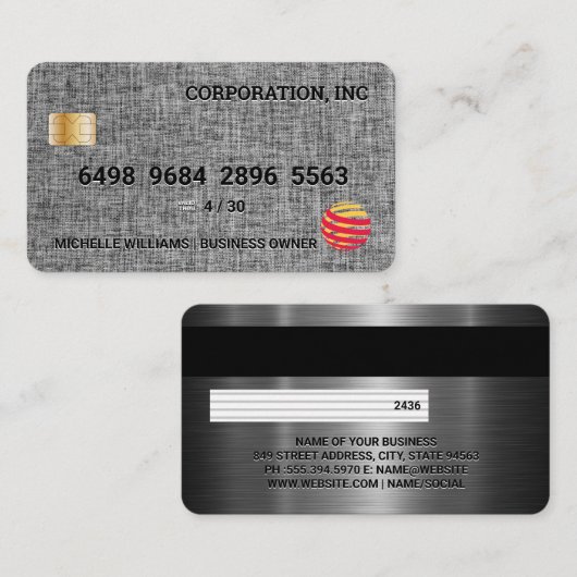 クレジットカード |リネン生地 |メタリック 名刺 (正面/裏面)