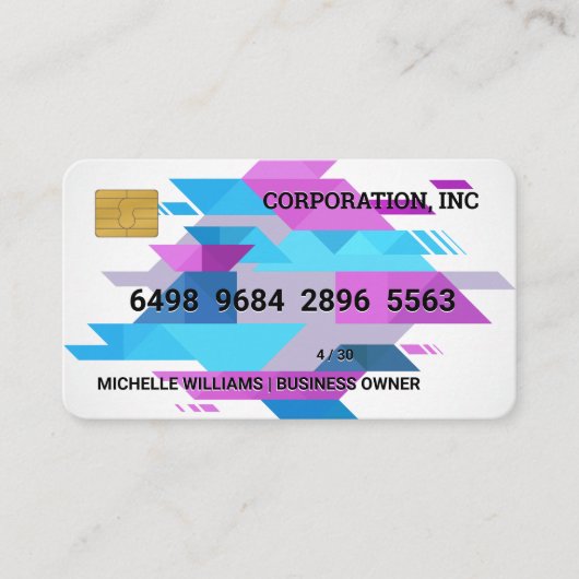 クレジットカード | 三角形カラフル抽象芸術 名刺 (正面)