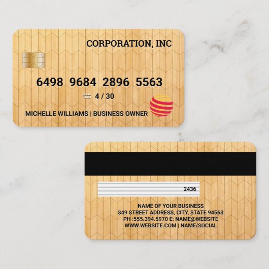 クレジットカード |木製パネルパターモダンン 名刺 (正面/裏面)