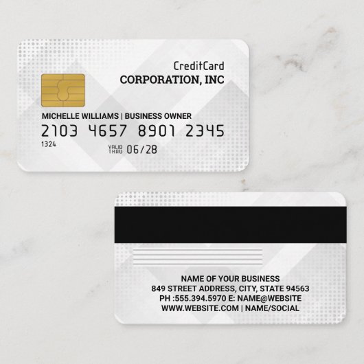 クレジットカード | 白いジオメトリ抽象芸術背景 名刺 (正面/裏面)