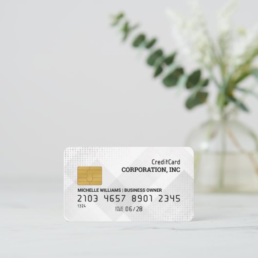 クレジットカード | 白いジオメトリ抽象芸術背景 名刺 (スタンド正面)