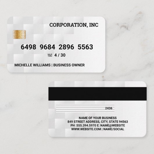 クレジットカード |白い幾何学的パタモダンーン 名刺 (正面/裏面)