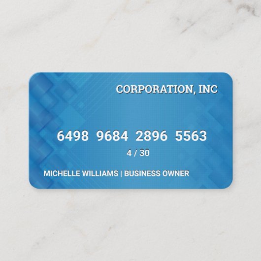クレジットカード | 青いジオメトリックレイヤ 名刺 (正面)