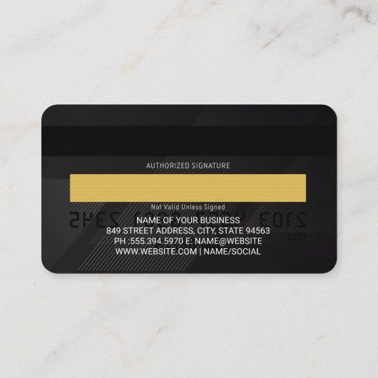 クレジットカード | 黒いストライプ背景 名刺 (裏面)