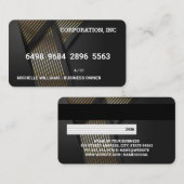 クレジットカード | 黒い金ゴールドストライプの背景 名刺 (正面/裏面)