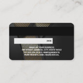 クレジットカード | 黒い金ゴールドストライプの背景 名刺 (裏面)