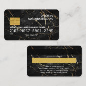 クレジットカード |黒大理石の背景 名刺 (正面/裏面)