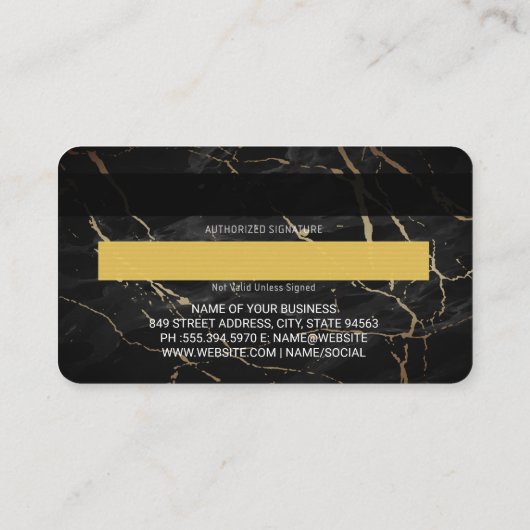 クレジットカード |黒大理石の背景 名刺 (裏面)