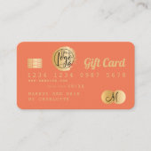 クレジットカードcoral orange金ゴールドフォイルギフトカード 名刺 (正面)