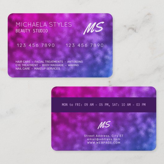 クレジットカー刺激を受けたドはスパーク紫とピンクに見える 名刺 (正面/裏面)