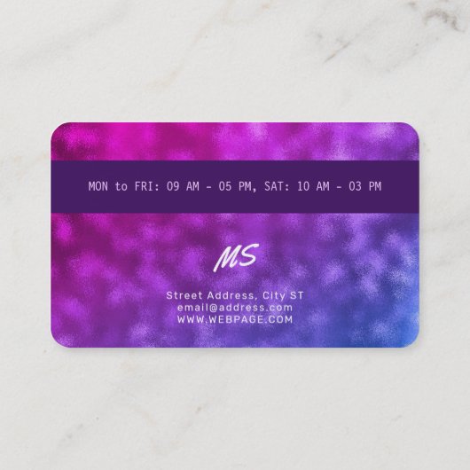 クレジットカー刺激を受けたドはスパーク紫とピンクに見える 名刺 (裏面)