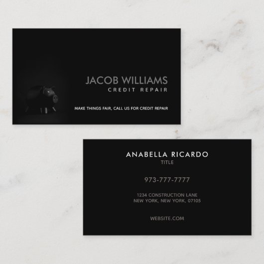 クレジット修理のスローガン名刺 名刺 (正面/裏面)