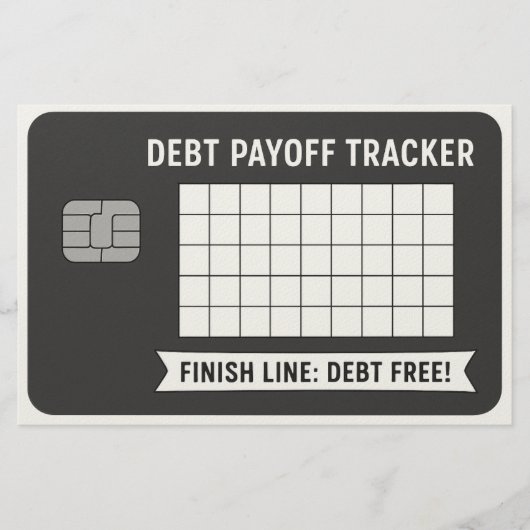 クレジット・カードをテーマにした債務支払い精算トラッカーのカラー・シート 便箋 (正面)