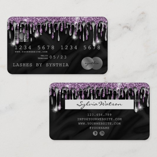 クレジット・カード型水滴バイオレットシルク 名刺 (正面/裏面)