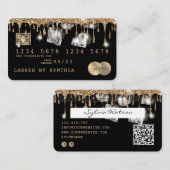 クレジット・カード型滴下金ゴールド・ダイヤモンドQRコード 名刺 (正面/裏面)