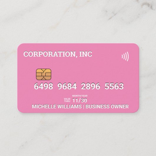 クレジット |デビットカード |ピンク 名刺 (正面)