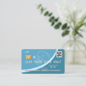 クレジット | デビットカード | ブルー | グローバル | QRコード 名刺 (スタンド正面)