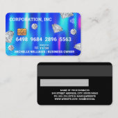 クレジット |デビットカード |メタリック(青) |ダイヤモンド 名刺 (正面/裏面)