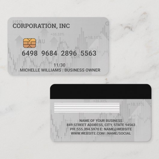 クレジット |デビットカード |財務グラフ 名刺 (正面/裏面)