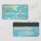 クレジット |デビットカード |青い金ゴールド大理石 名刺 (正面/裏面)