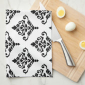 クレスタダマスクパターン(B)ブラック キッチンタオル (四つ折り)