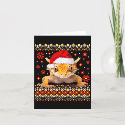 クレステッドゲッコーのみにくいクリスマスのセーター カード (正面)