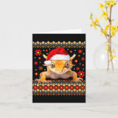 クレステッドゲッコーのみにくいクリスマスのセーター カード (黄色い花)