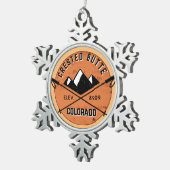 クレステッドビュッテコロラドスキー春スキー スノーフレークピューターオーナメント (右)