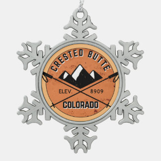 クレステッドビュッテコロラドスキー春スキー スノーフレークピューターオーナメント