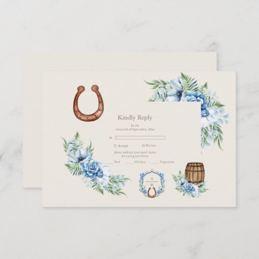 クレストウエスタンカントリーボヘミアン結婚フローラ 出欠カード (正面/裏面)